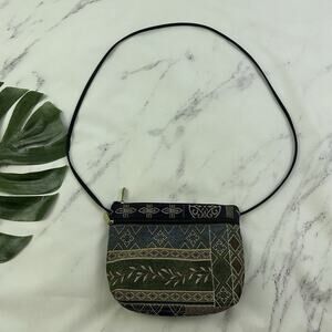 Danny K Vintage Y2k Tapestry Purse Bag Blue Green Floral Cross Body Boho